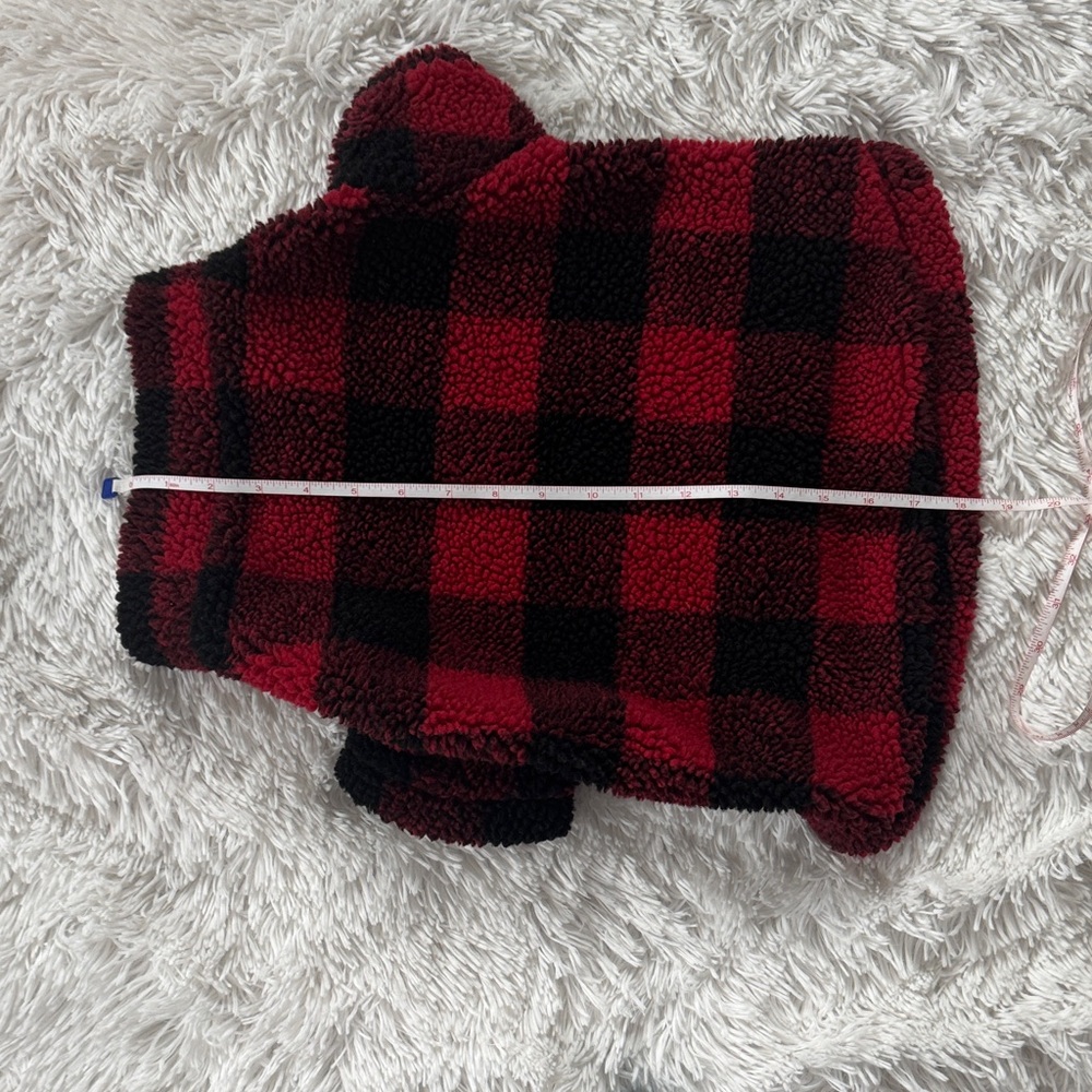 Heart to Tail Red & Black Buffalo Plaid Front Zip Lined Dog Sherpa Jacket - Picture 9 of 11